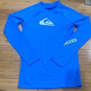 Quiksilver Blue Long Sleeve Rash Guard Boy’s Large 14 NWOT